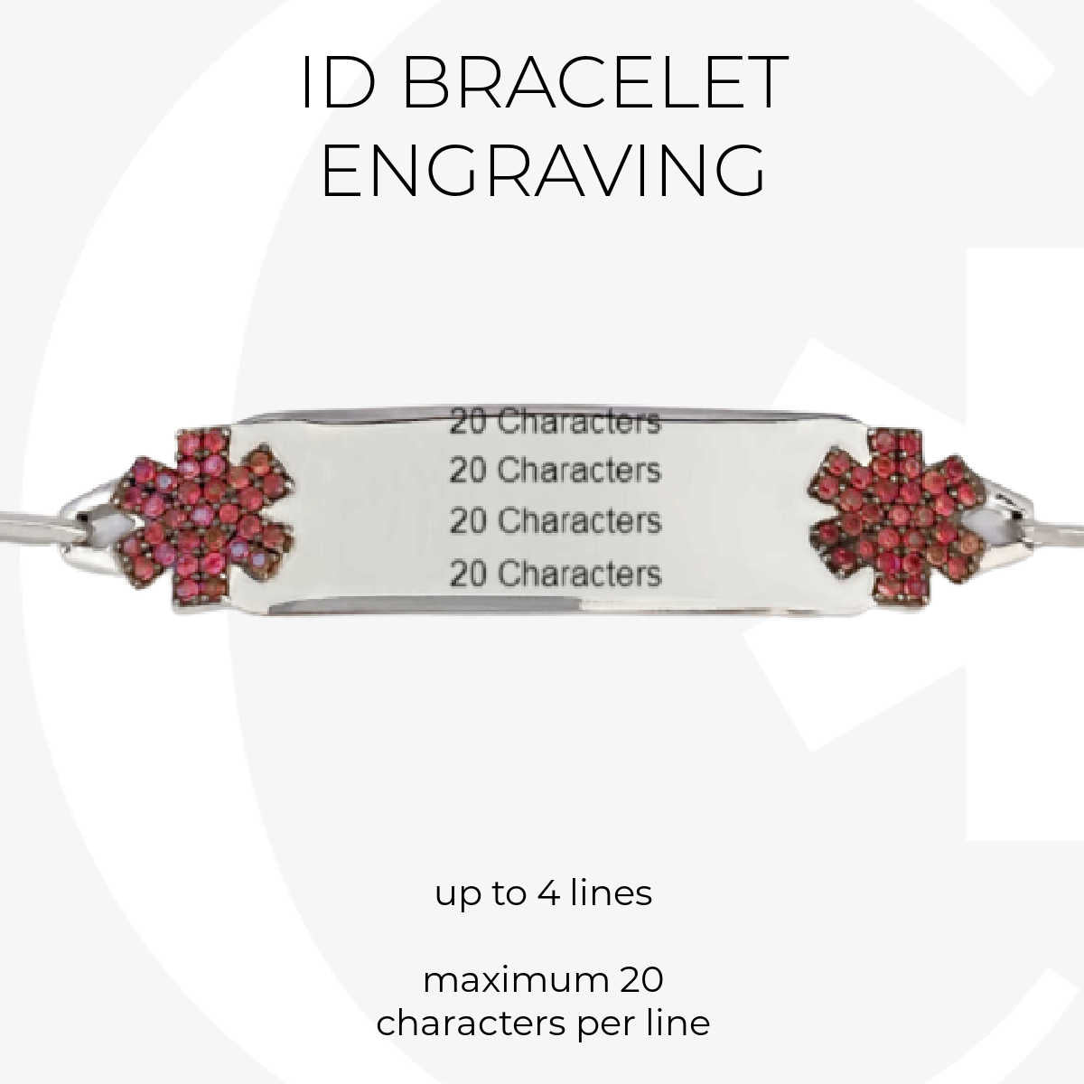 Medical ID Tag Bracelet in Sterling Silver & Garnet