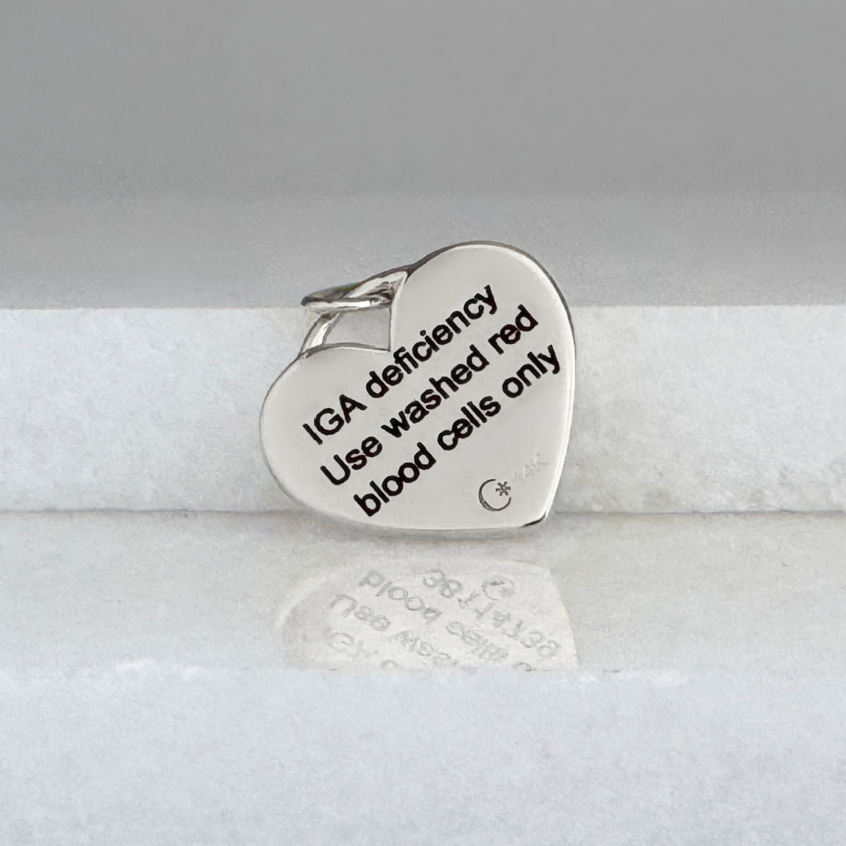 Heart Shaped Medical ID Charm for Necklace or Bracelet with Custom Engraving, 14k White Gold Personalized Medical Alert Jewelry for Women from CHARMED