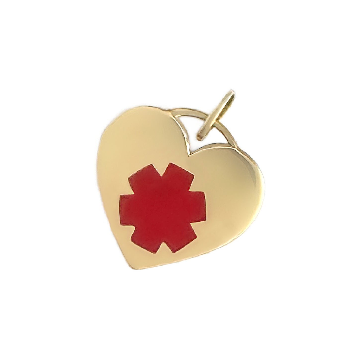 14k Gold Heart Medical ID Charm for Bracelet or Necklace, Personalized Engraving, CHARMED Medical Jewelry