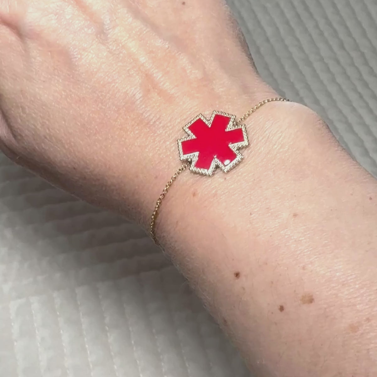 Gold Medical ID Bracelet on Model | CHARMED Medical Jewelry | Personalized Engraving