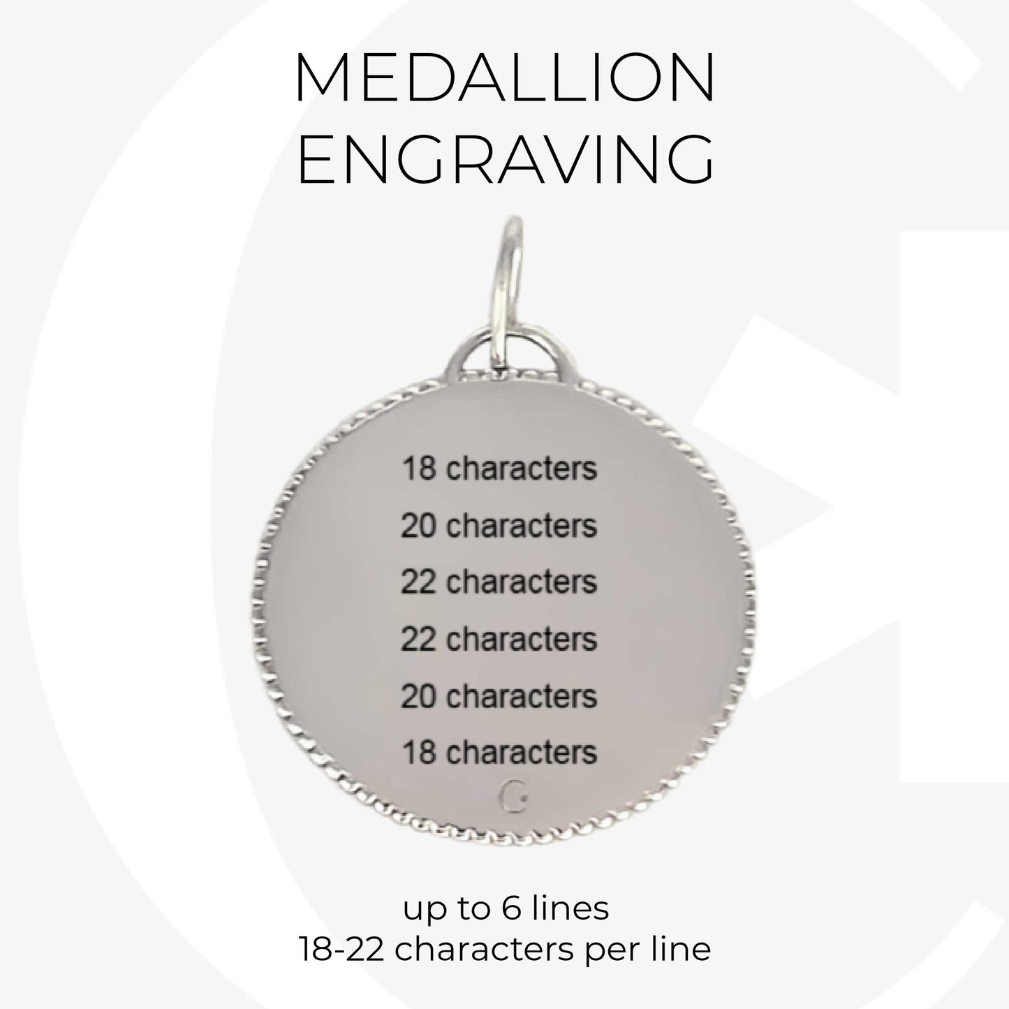 Sterling Silver Medical ID Medallion, Engraving Information, CHARMED Medical Jewelry