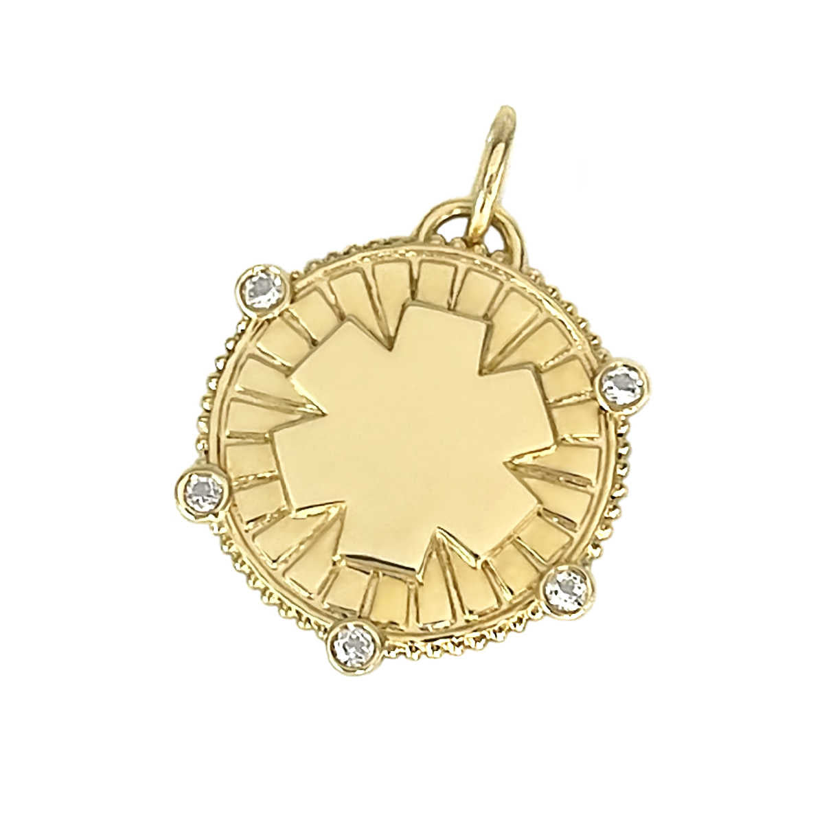 Gold Medical ID Medallion Charm CHARMED Medical Jewelry