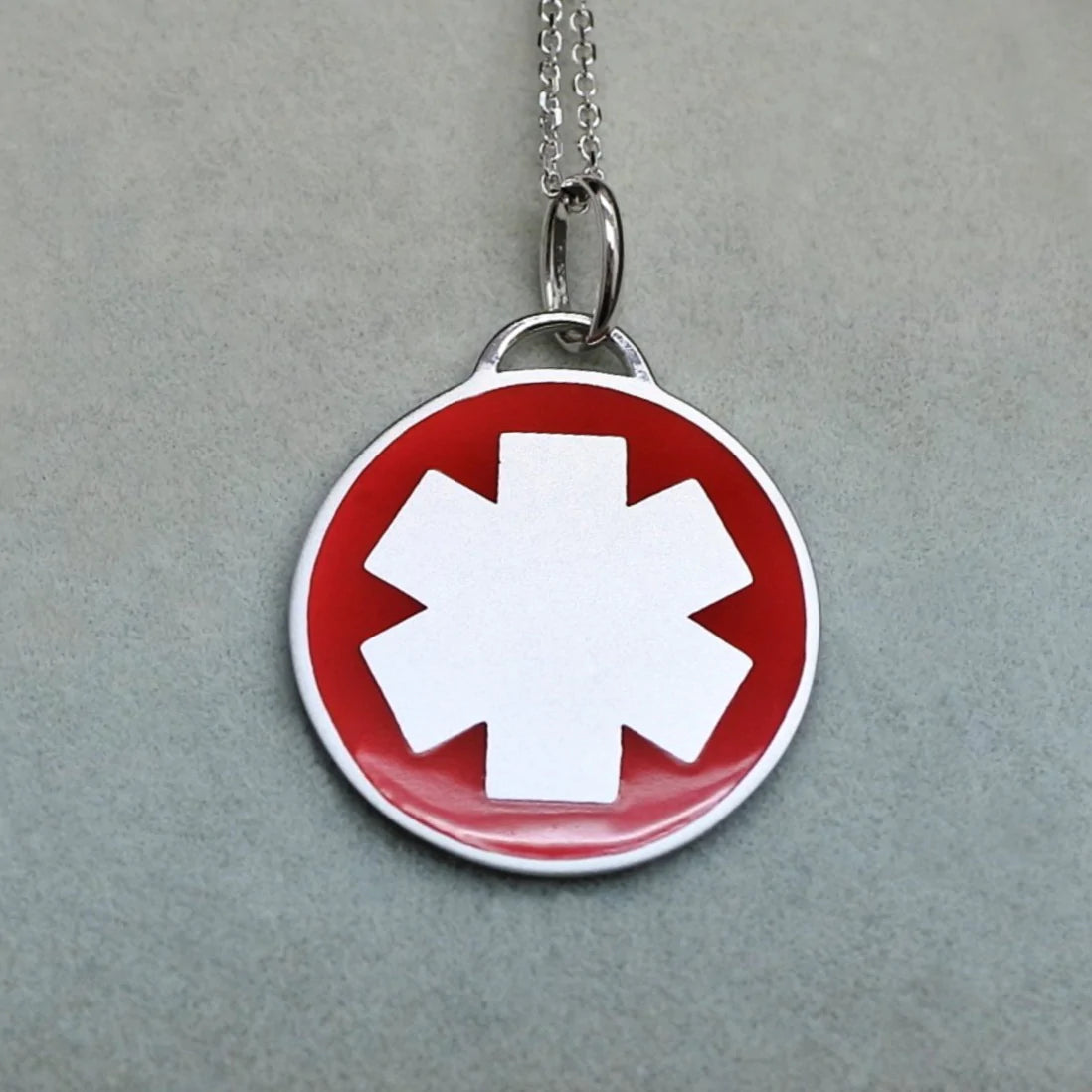 Medical ID Star of Life Charm Necklace Bracelet from Charmed Medical Jewelry - 14K Gold Red Enamel