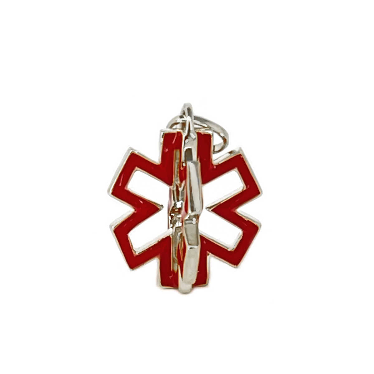 medic alert ID 3D symbol charm for women men | 14k white gold enamel | Charmed Medical Jewelry