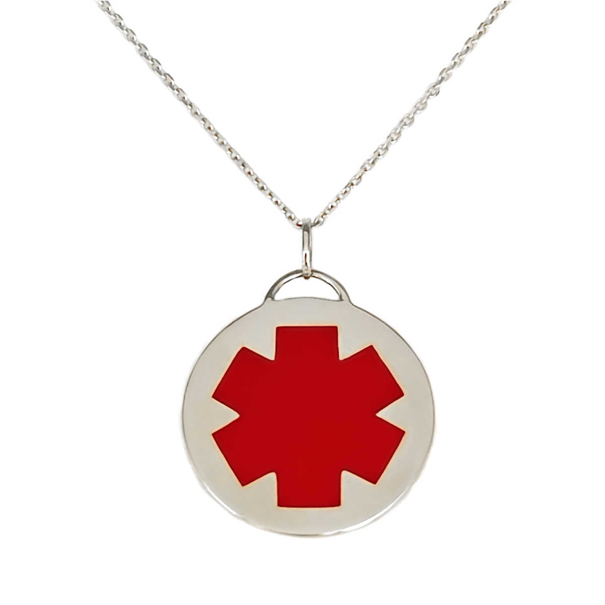 White Gold Medical Alert Necklace for Men | Custom Engraved Medical ID | CHARMED Medical Jewelry