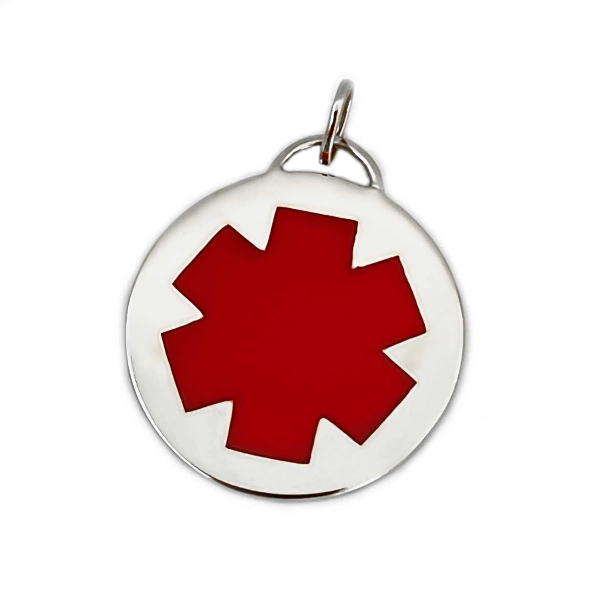 White Gold Men’s Medical Alert Necklace | Enamel Med ID Necklace | Stylish Medical ID Necklace | Diabetic Necklace | Charmed Medical Jewelry