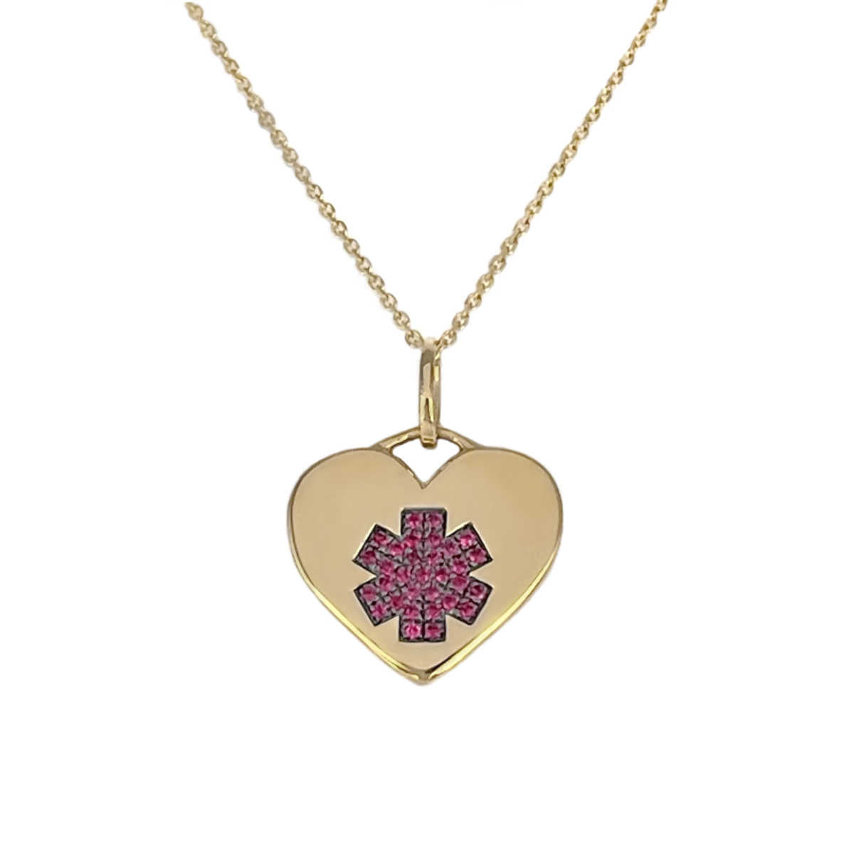 Gold Medical Alert Necklace | Heart Shaped Custom Engraved Medical ID | Charmed Medical Jewelry