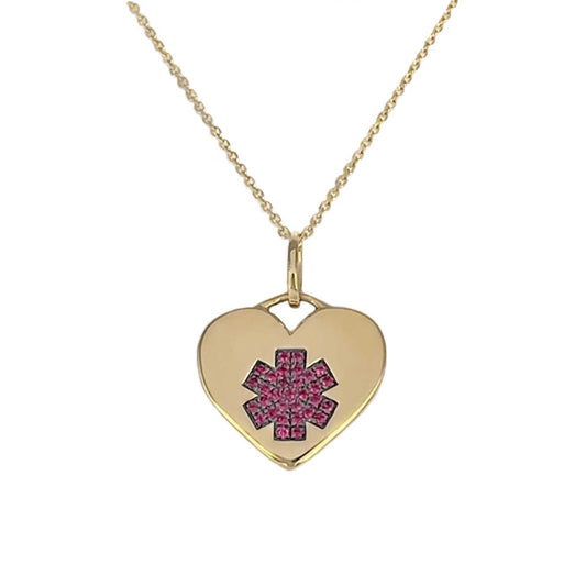 Gold Medical Alert Necklace | Heart Shaped Custom Engraved Medical ID | Charmed Medical Jewelry