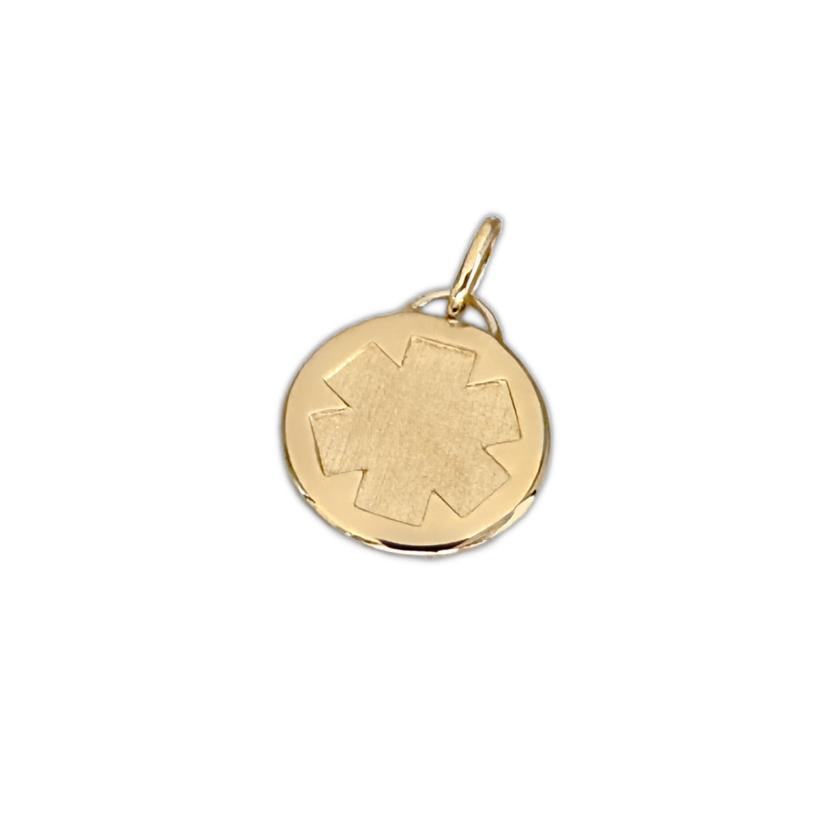 Gold Medical ID Medallion Charm for Bracelet or Necklace, Personalized Engraving, Stylish Solid Gold Medic Alerts from CHARMED Medical Jewelry