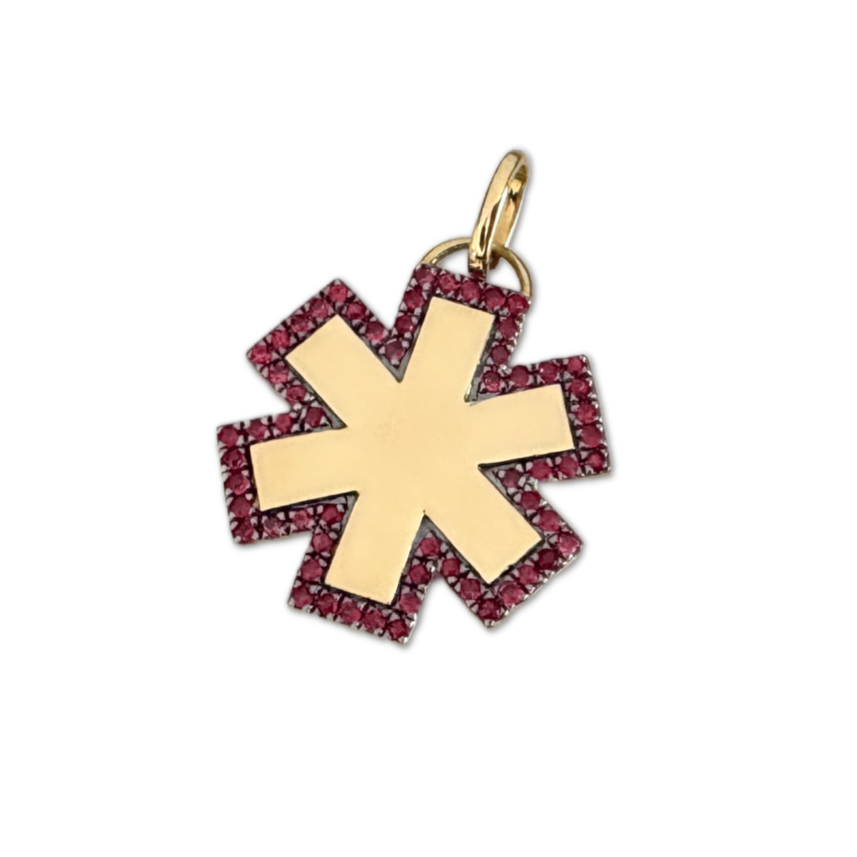 Gold Medical ID Charm for Bracelet or Necklace, 14k & Ruby Women's Medic Alert with Personalized Engraving, CHARMED Medical Jewelry