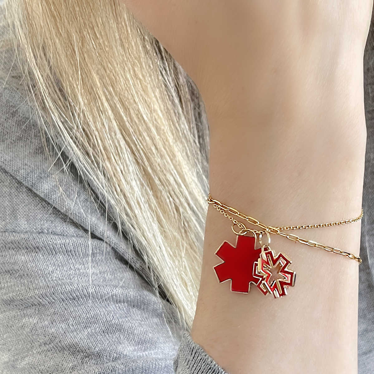Gold 3D Star of Life Medical Charm for Bracelet or Necklace | CHARMED Medical Jewelry