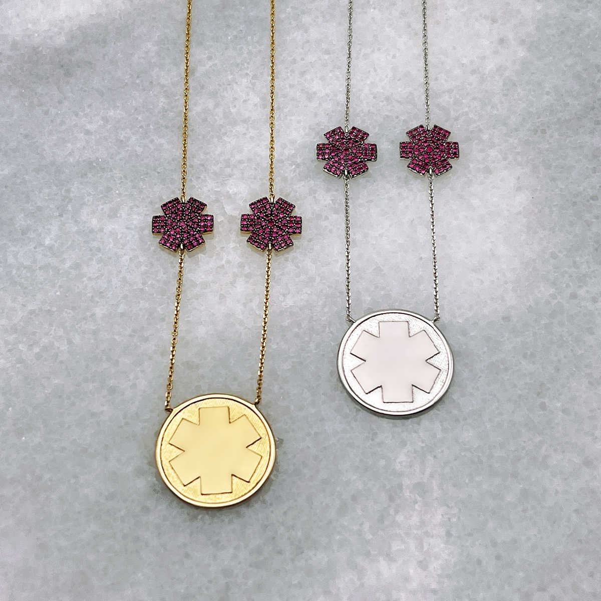 Gold Medical ID Station Bracelets | Engraved Ruby ID | CHARMED Medical Jewelry