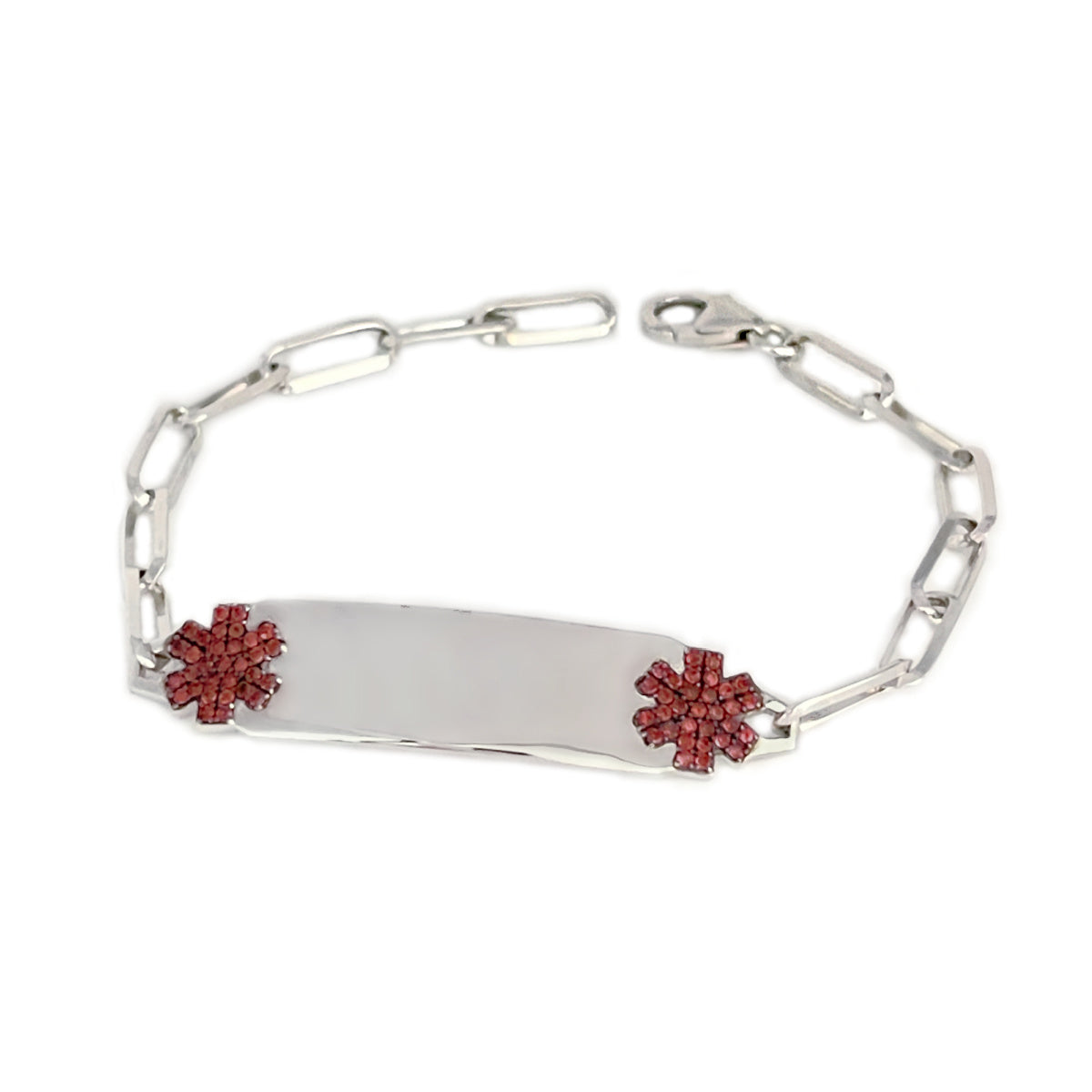 Sterling Silver Medical ID Tag Bracelet for Women | Elegant Sterling Silver and Garnet Medical Alert Jewelry from CHARMED