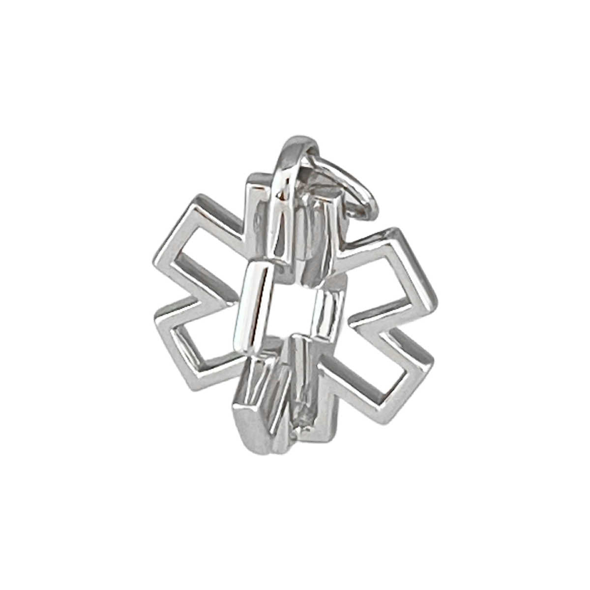 3D Star of Life Medical Charm in Sterling Silver