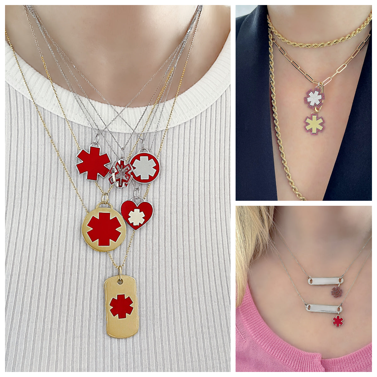 14k Gold & Sterling Silver Medical Alert Necklaces | Custom Engraved IDs | CHARMED Medical Jewelry