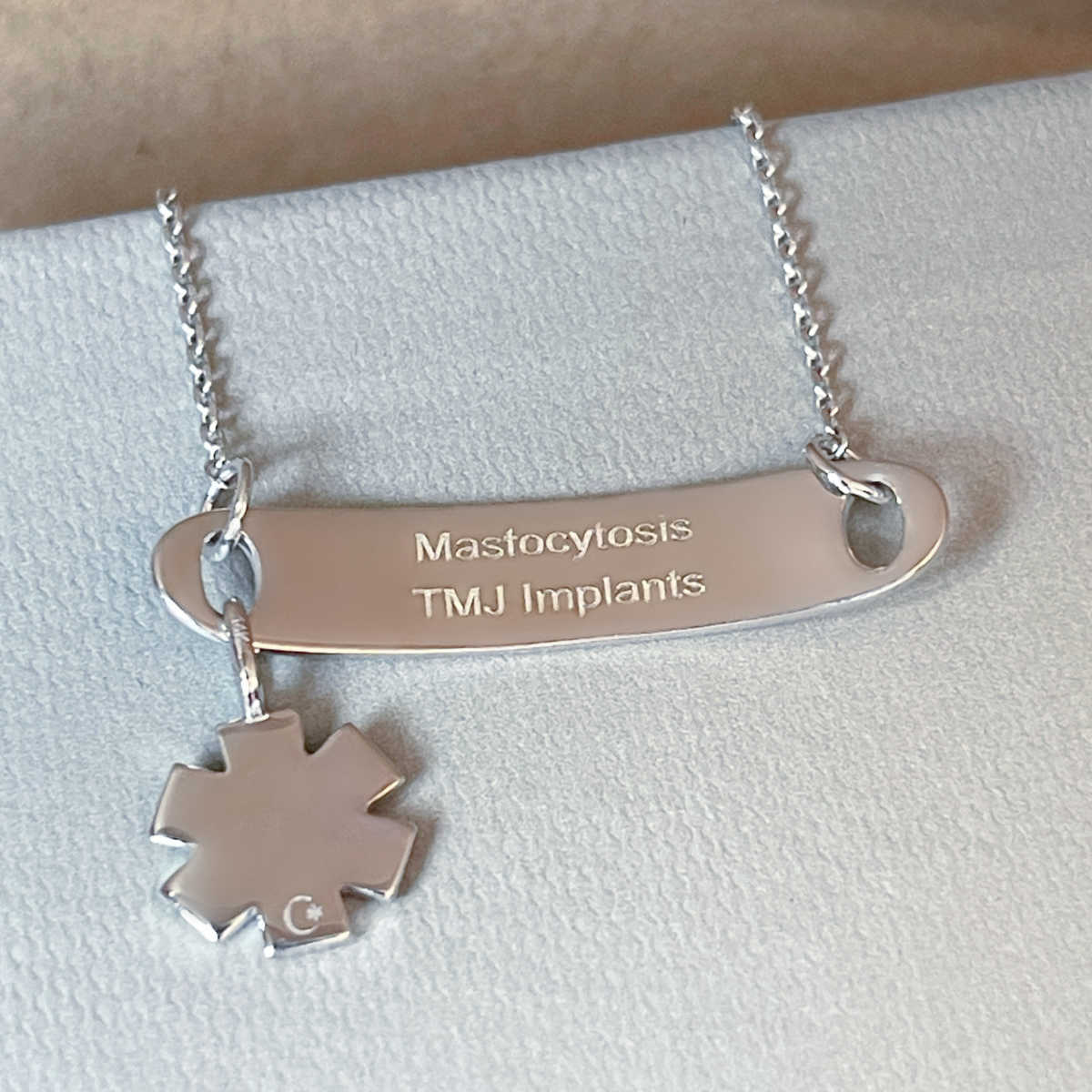 14k White Gold Medical Alert Bracelet | Custom Engraved Medical ID Tag for Women | CHARMED Medical Jewelry