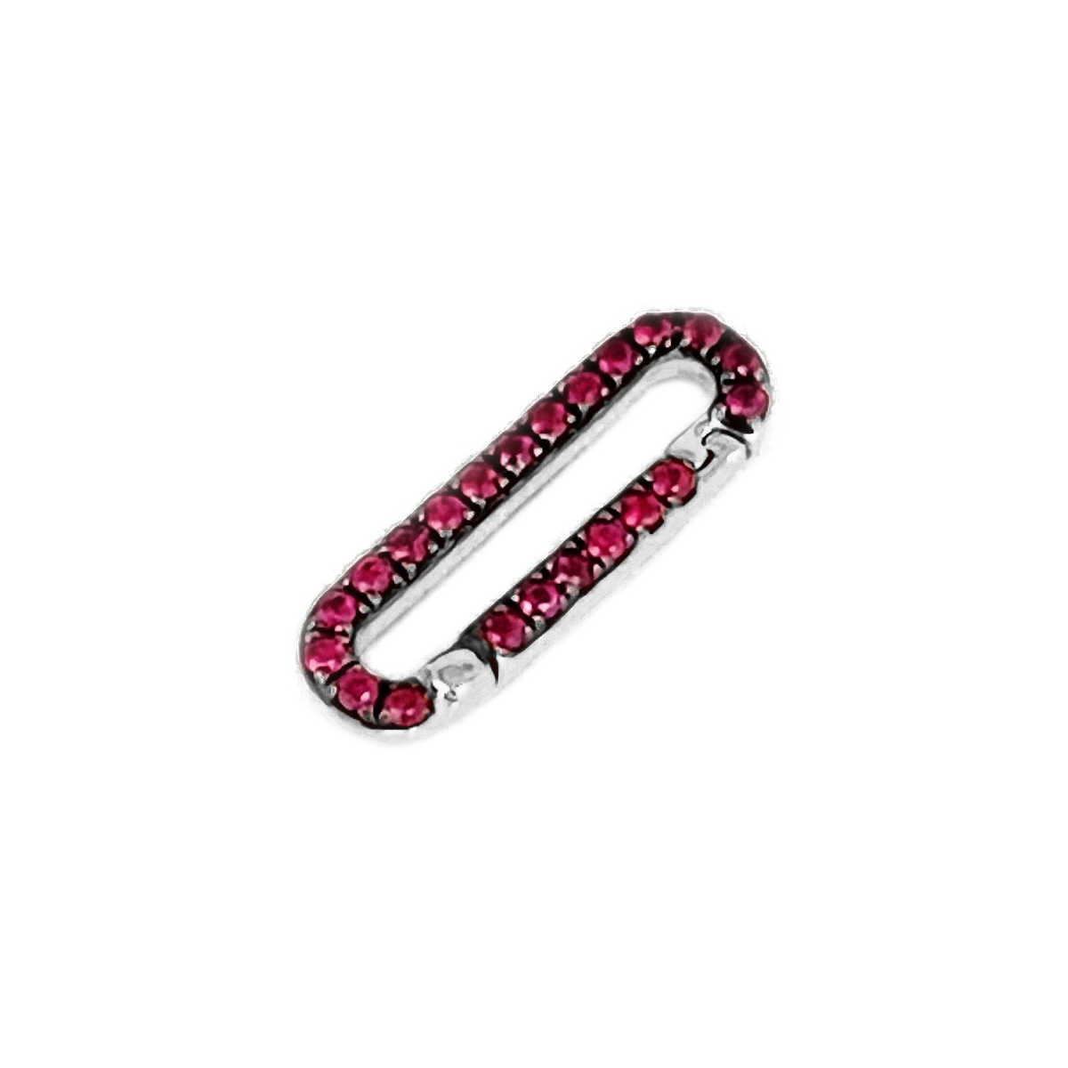 White Gold & Ruby Charm Holder for Medical Alert Charms | 14k Clip Connector & Enhancer | CHARMED Medical Jewelry