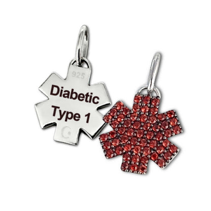 Diabetic Type 1 Medical ID Charm for Bracelet or Necklace | CHARMED Medical Jewelry