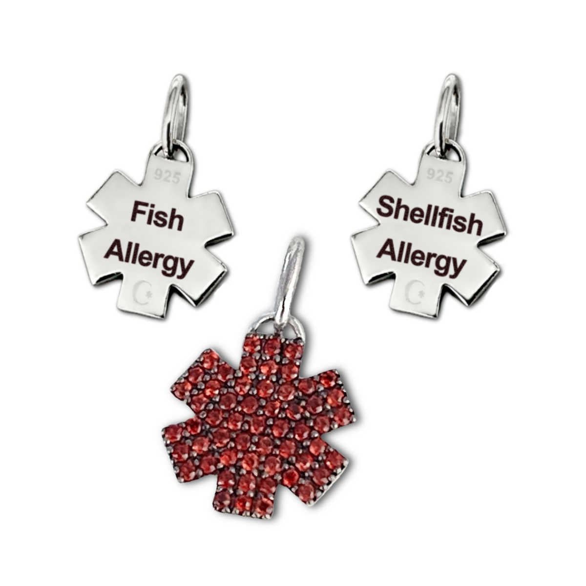 Seafood Allergy Medical ID, Pre-Engraved Fish or Shellfish Allergy Charms, CHARMED Medical Jewelry