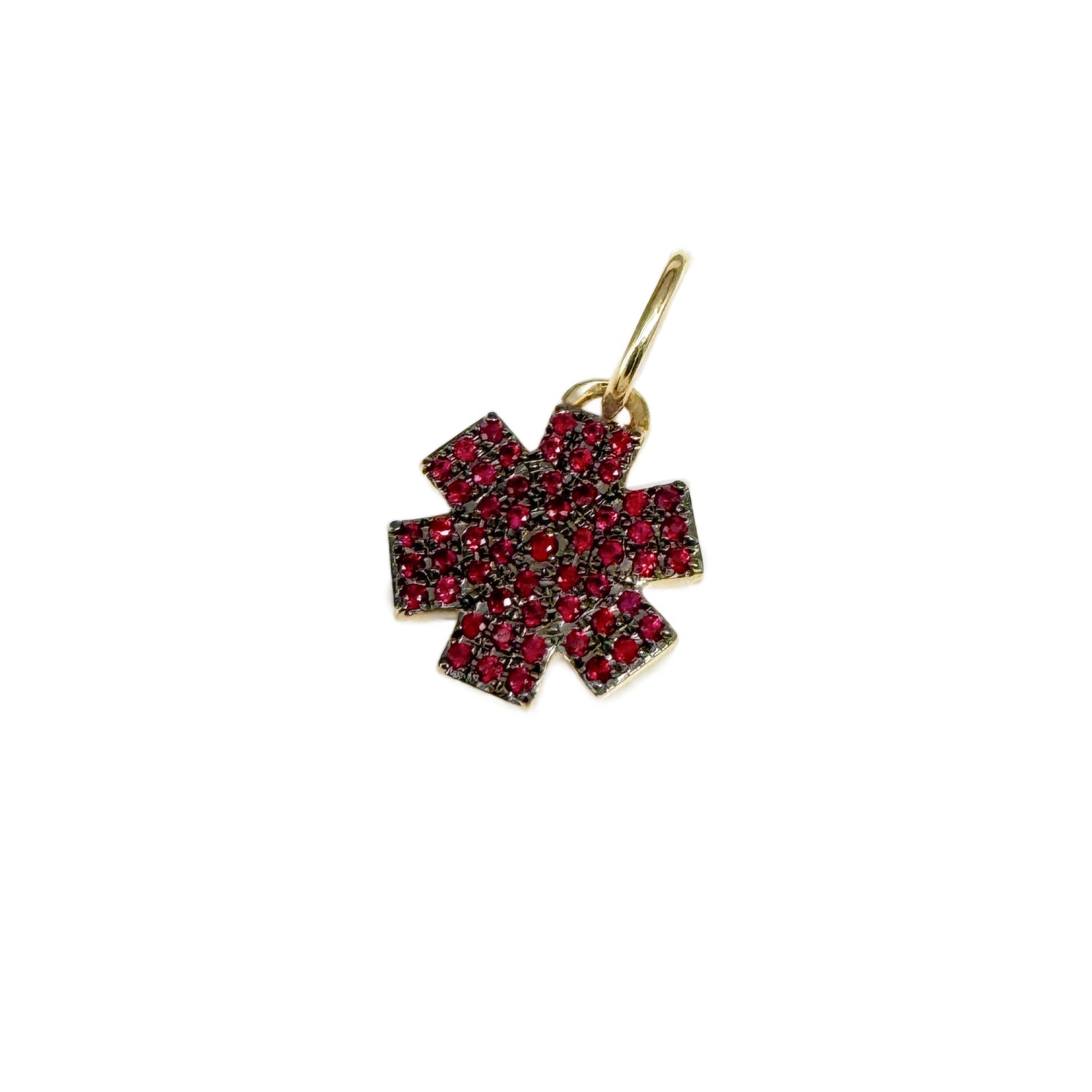 Gold & Ruby Star of Life Medical ID Charm | Pre Engraved | CHARMED Medical Jewelry