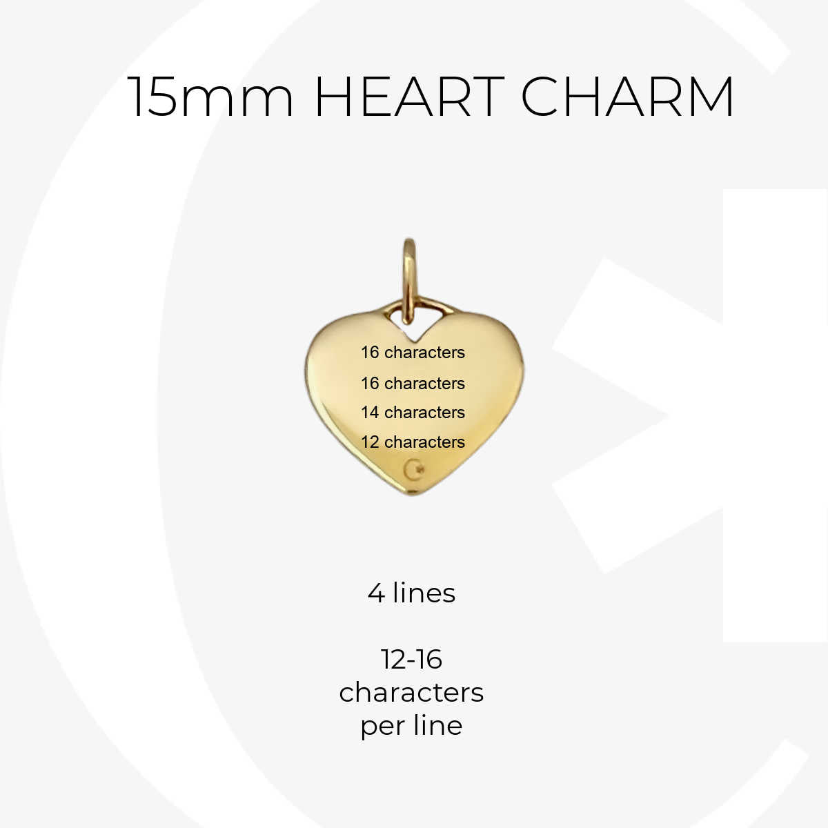 Small Gold Heart Medical Alert Charm for Bracelet or Necklace