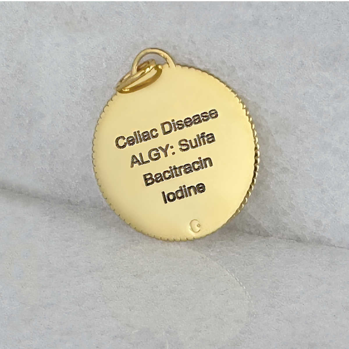 Engraved Medical ID Charm for Women or Men, Gold Plated Sterling Silver, CHARMED Medical Jewelry