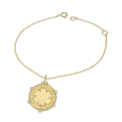 Gold Medical ID Medallion Charm Bracelet, Custom Engraved, CHARMED Medical Jewelry