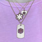 White Gold Heart Medical Alert Charm Necklace on Model, CHARMED Medical Jewelry