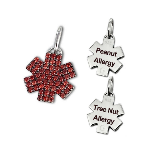 Nut Allergy Medical ID Charms, Pre-Engraved Food Allergy Medical Alert Jewelry, CHARMED Medical Jewelry
