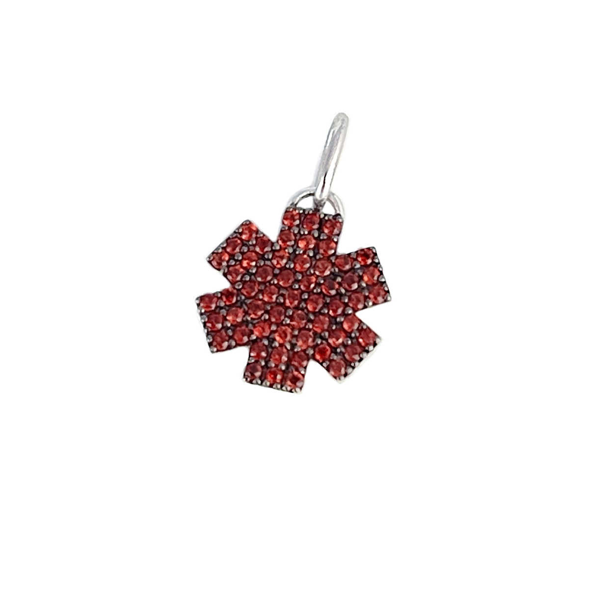 Sterling Silver & Garnet Medical Alert Pendant Necklace