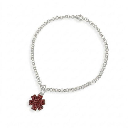 Medical ID Bracelet, Engraved Sterling Silver Star of Life Charm