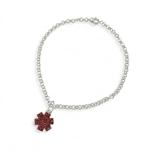 Medical ID Bracelet, Engraved Sterling Silver Star of Life Charm