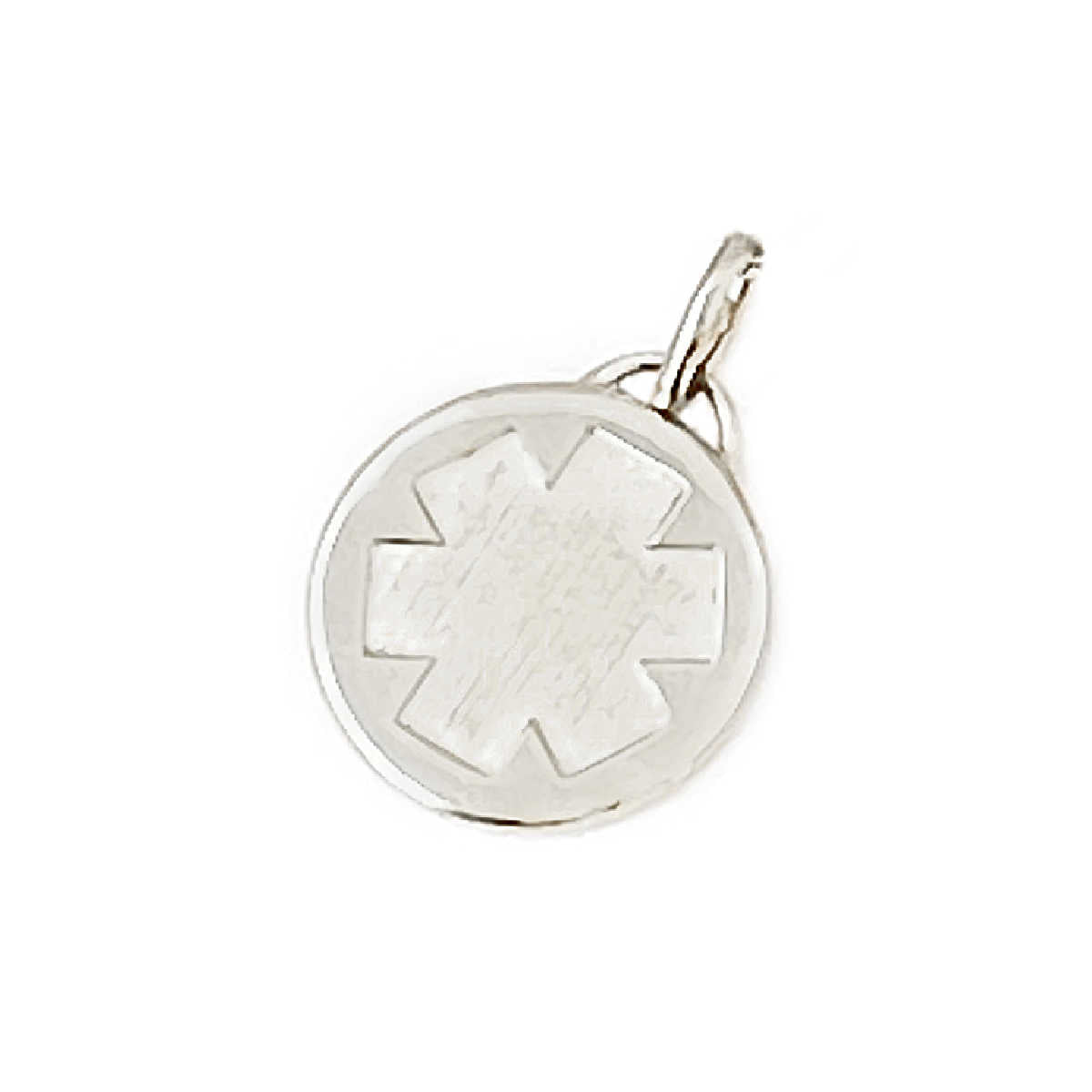 White Gold Medical Alert Medallion Charm for Women | Personalized Engraving | Charmed Medical Jewelry