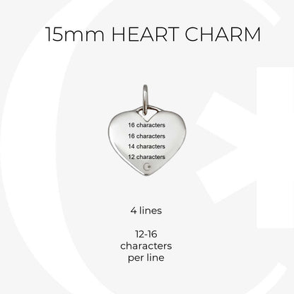 White Gold Medical ID Necklace with Ruby Heart