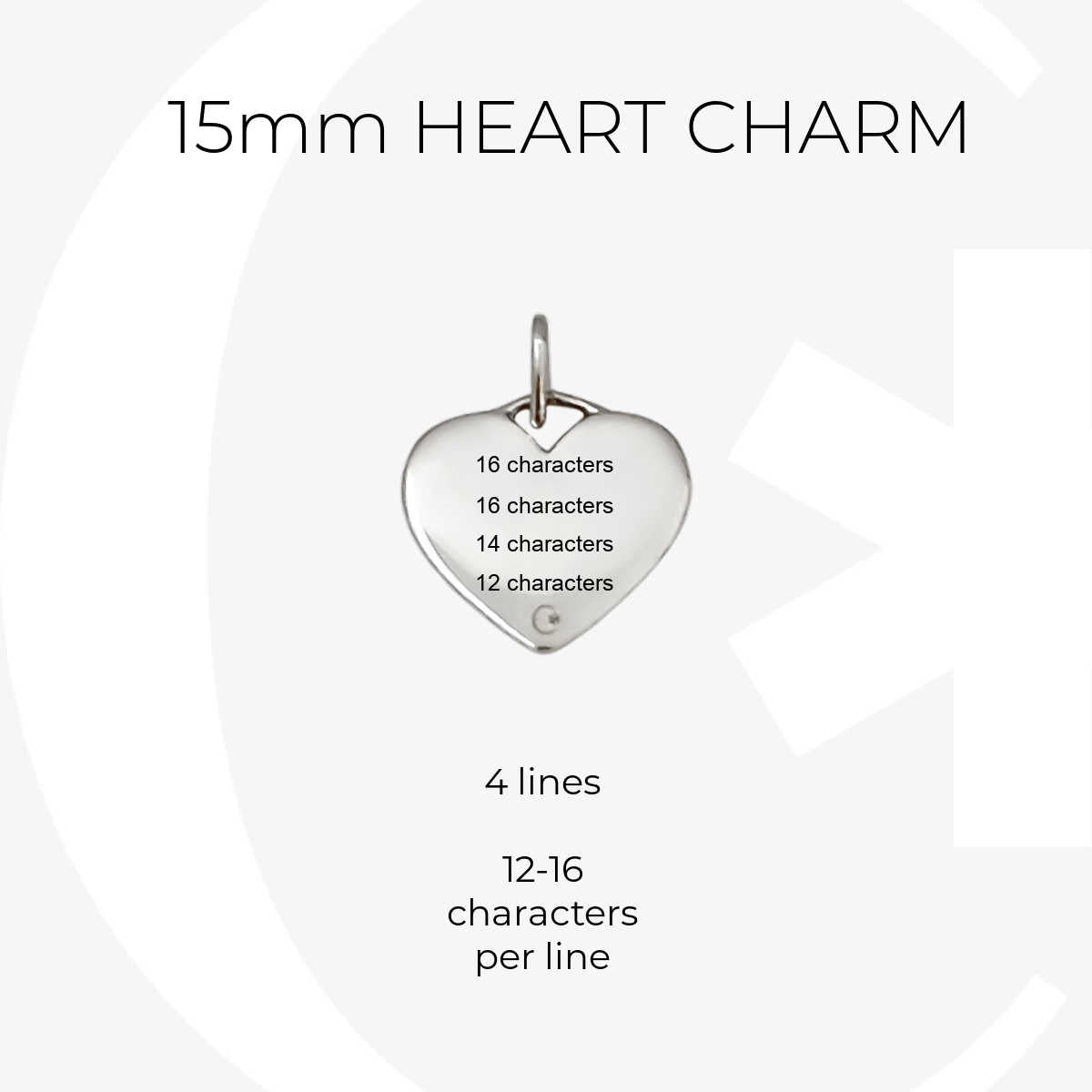 Small White Gold Heart Medical Alert Charm for Bracelet or Necklace