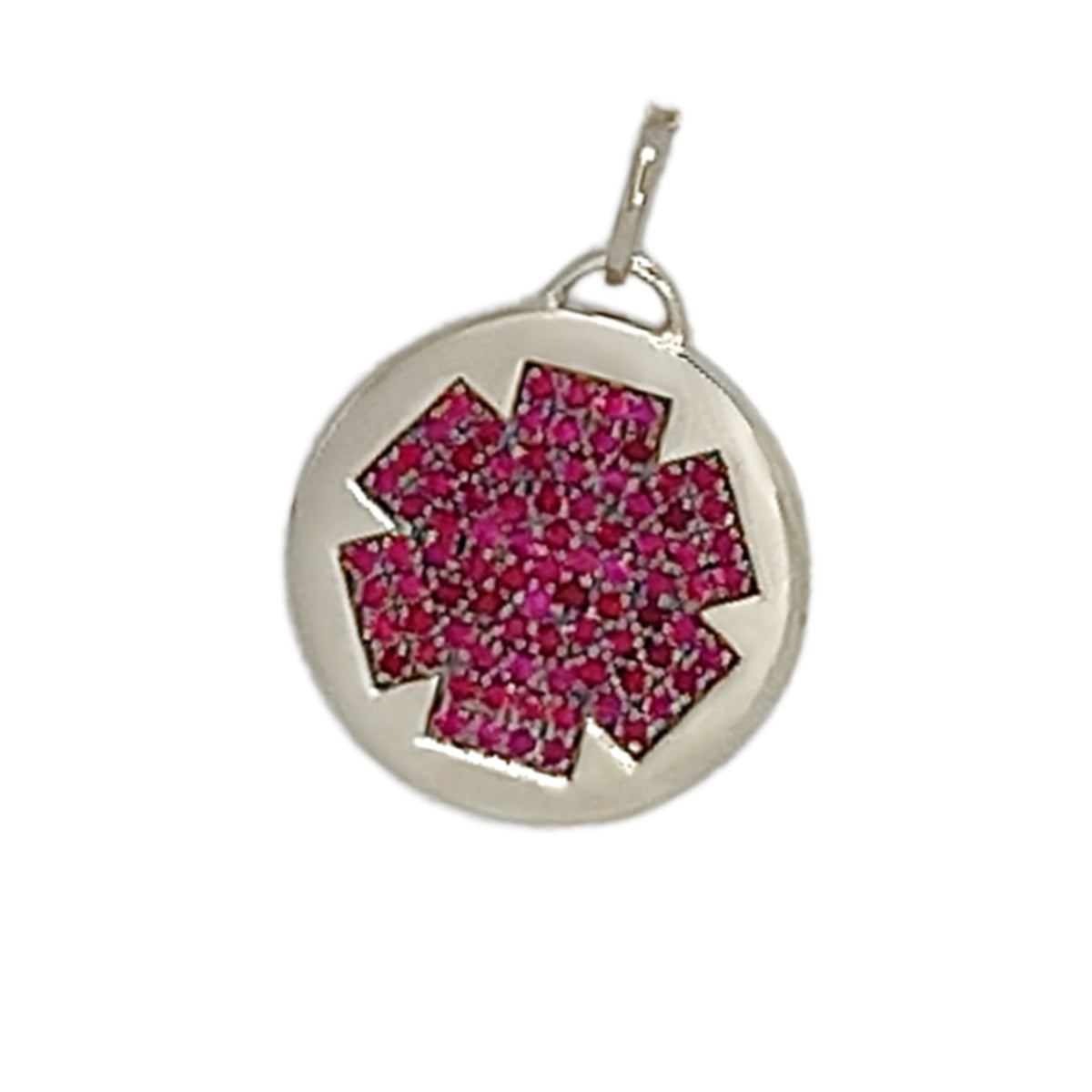 White Gold Medical ID Necklace with Ruby