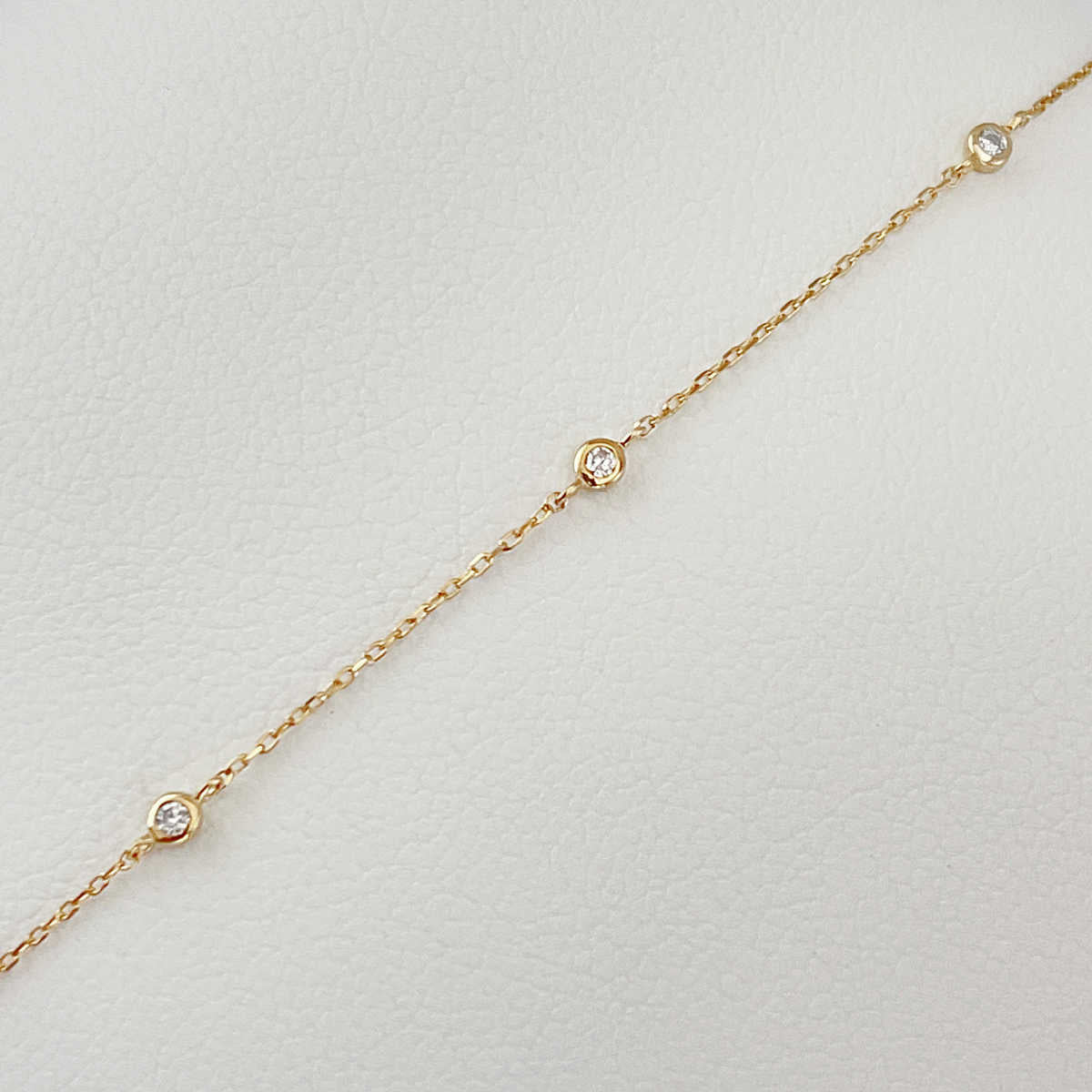 Diamond Station Necklace for Medical Alert Charm | Diamonds by the Yard Style Dainty Gold Necklace