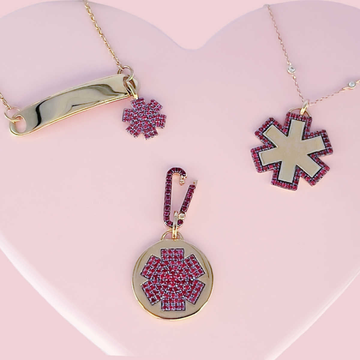 Gold Medical ID Necklace with Ruby