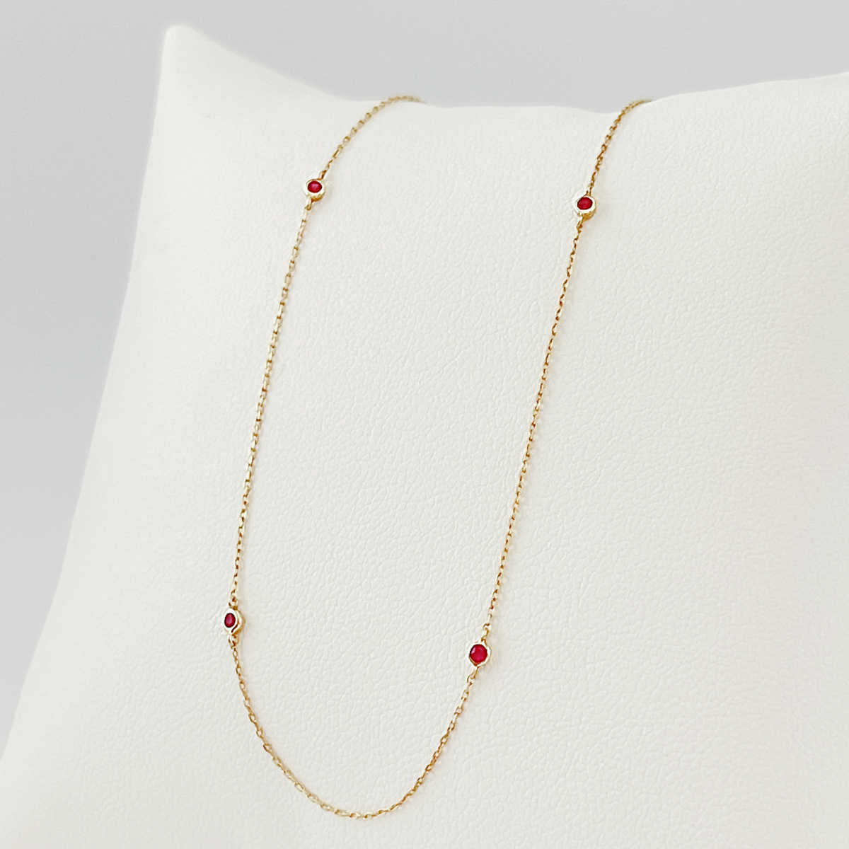 Ruby Station Necklace for Medical Alert Charm | Diamonds by the Yard Style Dainty Gold Necklace