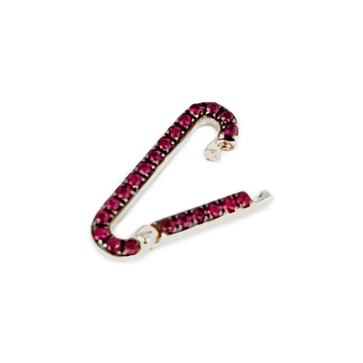White Gold & Ruby Charm Holder for Medical Alert Charms | 14k Clip Connector & Enhancer | CHARMED Medical Jewelry