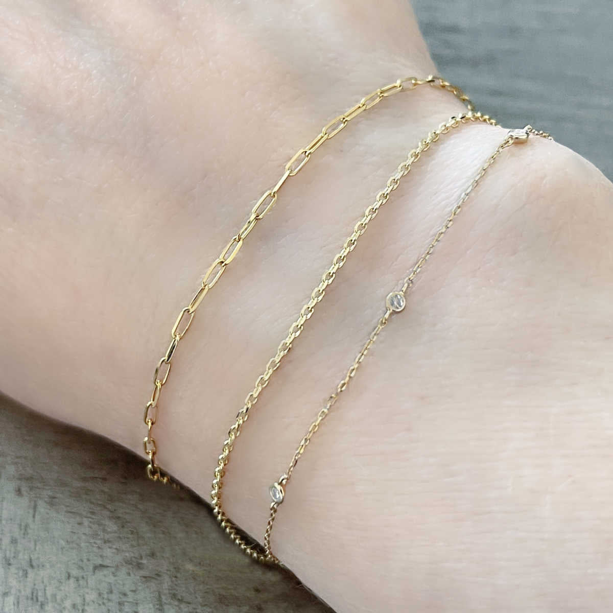 Yellow Gold Chain Bracelets for Medical Alert Charm | Dainty Gold Bracelet | Gold Layered Bracelet