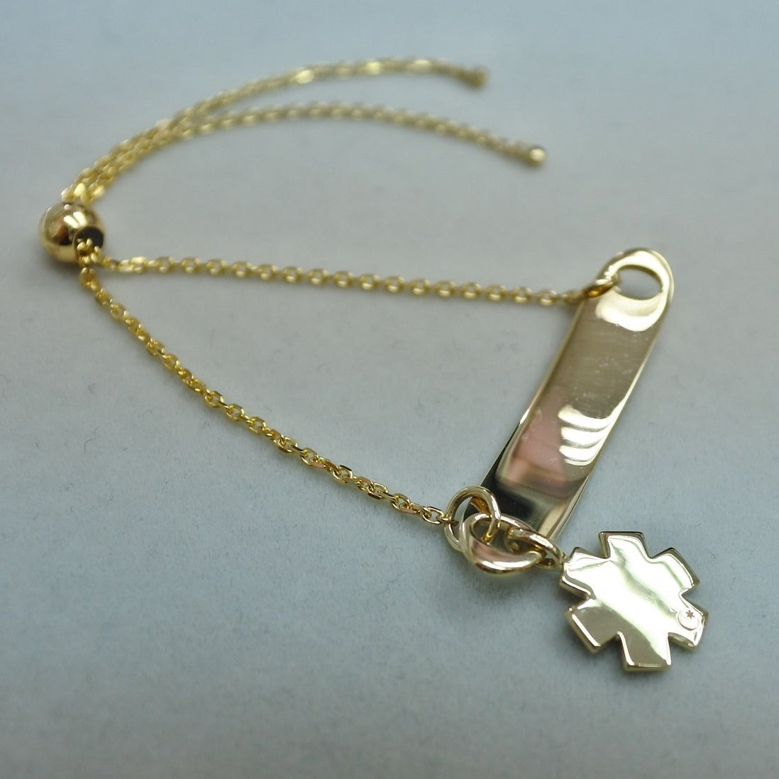 medic alert ID tag bolo bracelet for women | 14k gold enamel | Charmed Medical Jewelry