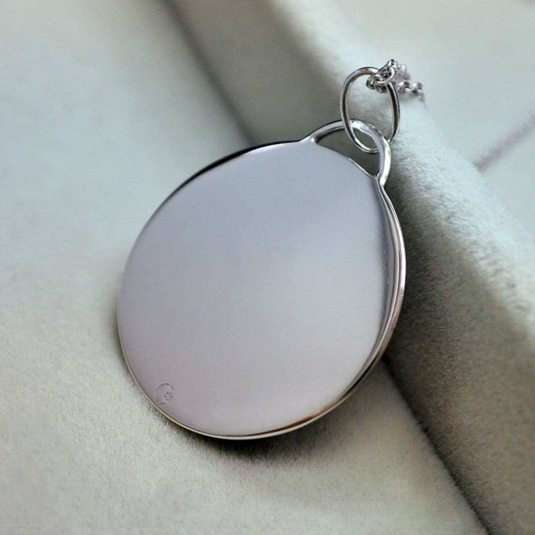 medic alert ID circle pendant charm necklace for women men | white gold enamel | Charmed Medical Jewelry