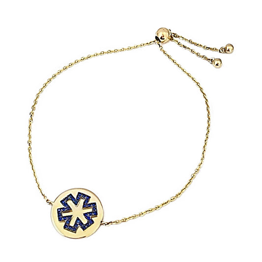 Gold Medical Alert Bracelet | Sapphire Bolo 15mm | Stylish Medical Alert Bracelets for Women | Diabetic Bracelets, Allergy Bracelets, Epilepsy Bracelet | Charmed Medical Jewelry