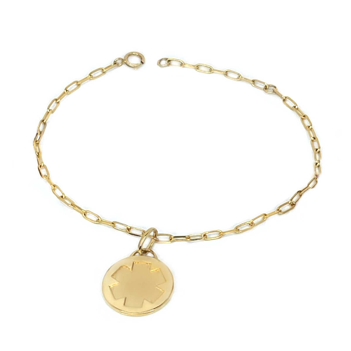Gold Medical Alert Bracelet on Paperclip Chain | Engraved ID | CHARMED Medical Jewelry