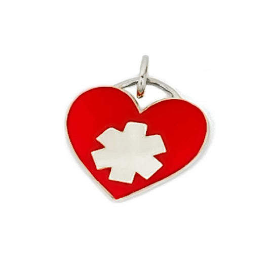 White Gold Medical Alert Bracelet Heart Charm | Medical Alert Necklaces, Bracelets & Jewelry for Women | Diabetic Bracelets | Charmed Medical Jewelry