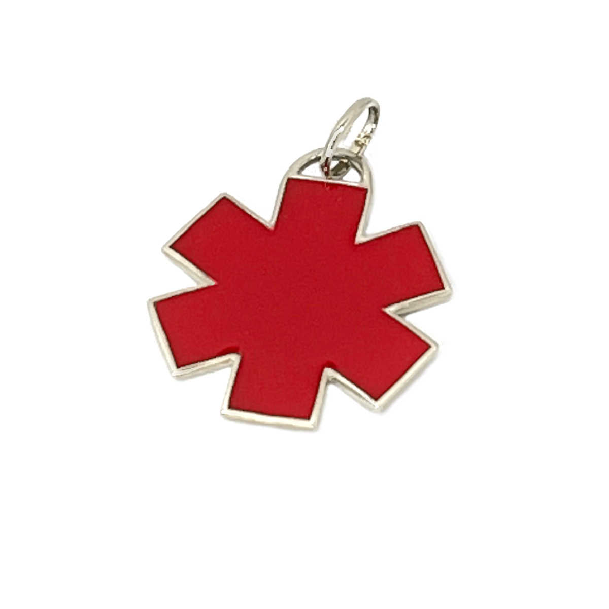 White Gold Medical Alert Star of Life Charm | Custom Engraved Medic ID | CHARMED Medical Jewelry