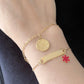 Gold Medical ID Bracelet with Red Enamel | Custom Engraved | CHARMED Medical Jewelry