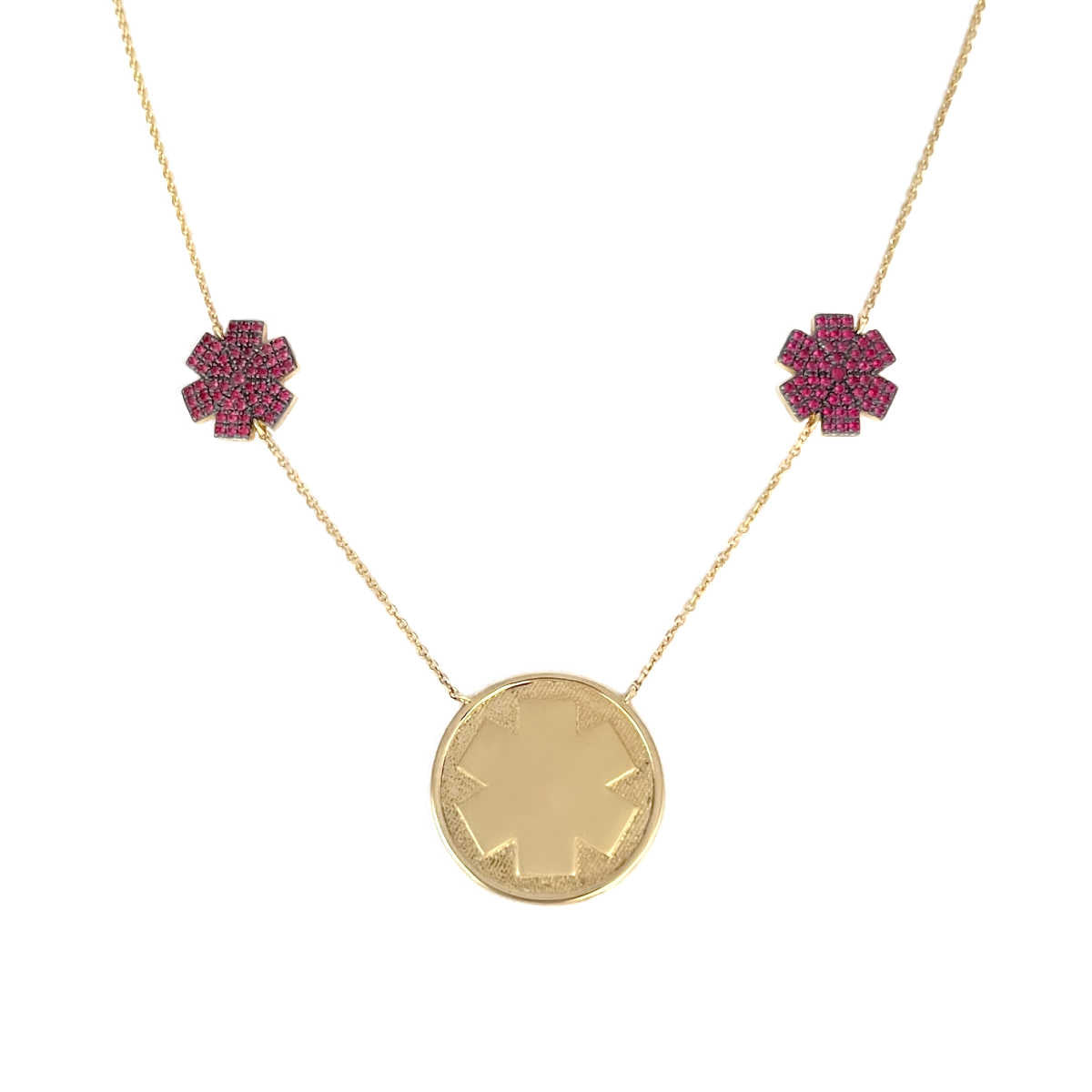 Gold Medical Alert Station Necklace | Engraved Ruby ID | CHARMED Medical Jewelry
