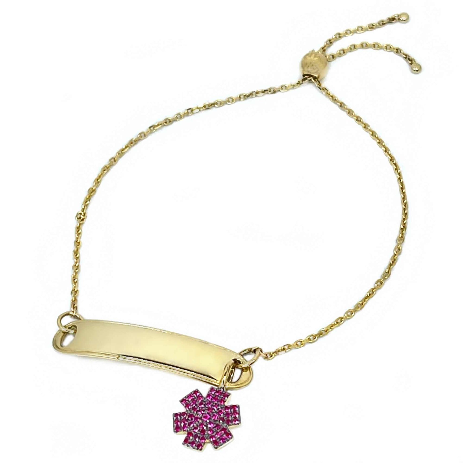 Engraved Bracelet 14k Medical Alert Bracelet Gold Ruby Medical ID